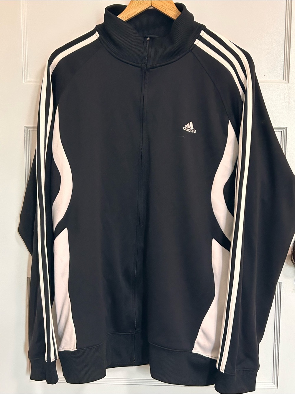 Men’s Retro Adidas Black & White Zip-Up Track Jacket